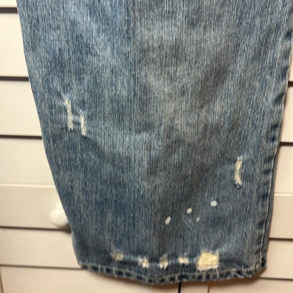 Old Navy Vintage Bootcut Embroidered Birds Distressed Button Fly Jeans Size 34 - Picture 9 of 12
